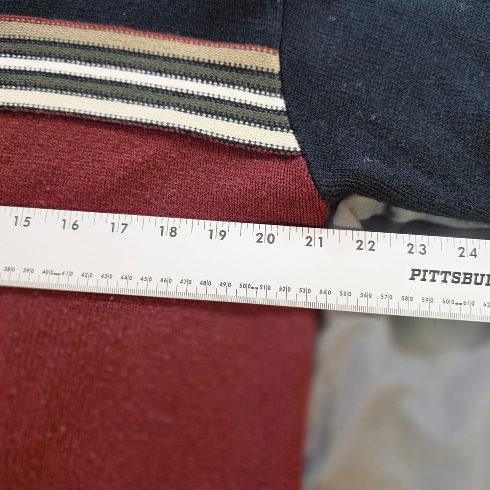 SEG Mens Vintage Colorblock Striped Crewneck Sweater Navy Burgundy RN 63925 - Picture 6 of 10